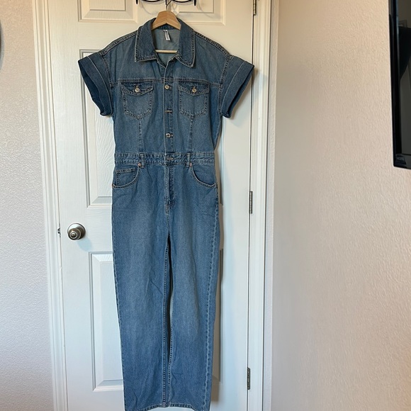 Zara LONG DENIM JUMPSUIT - Picture 2 of 5